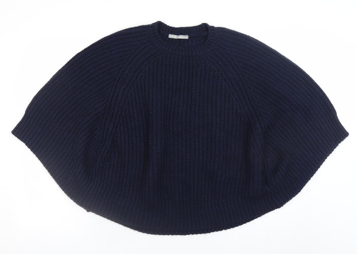 Marks and Spencer Women’s Blue Chunky-Knit Cape Jumper Size S