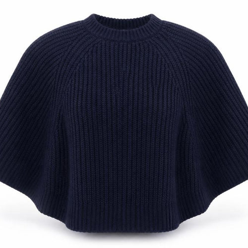 Marks and Spencer Women’s Blue Chunky-Knit Cape Jumper Size S