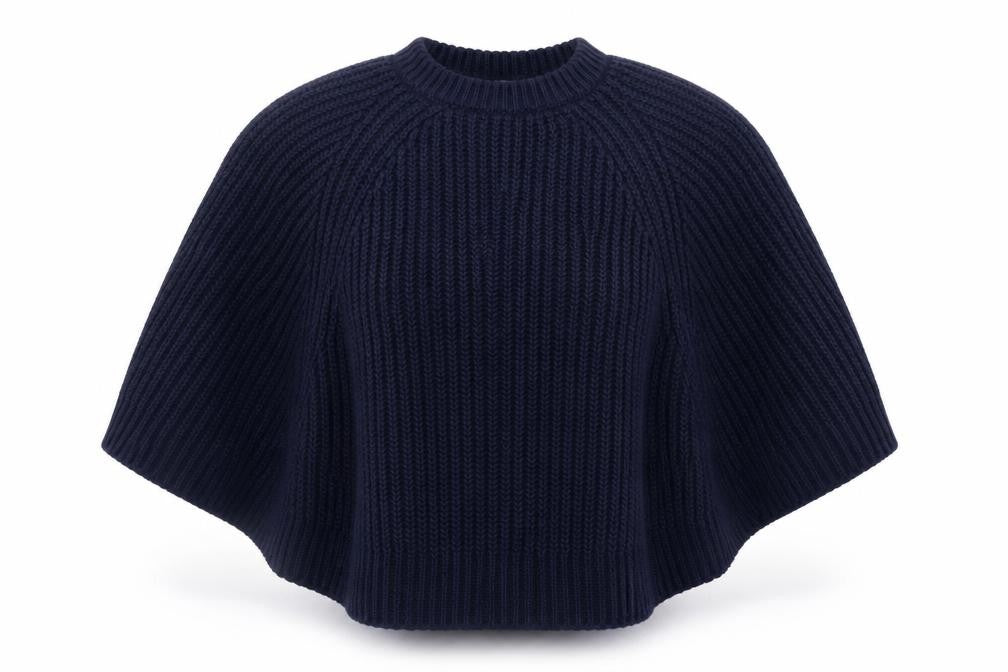 Marks and Spencer Women’s Blue Chunky-Knit Cape Jumper Size S