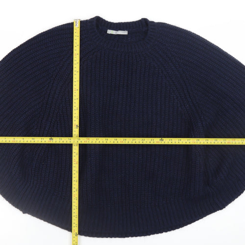 Marks and Spencer Women’s Blue Chunky-Knit Cape Jumper Size S