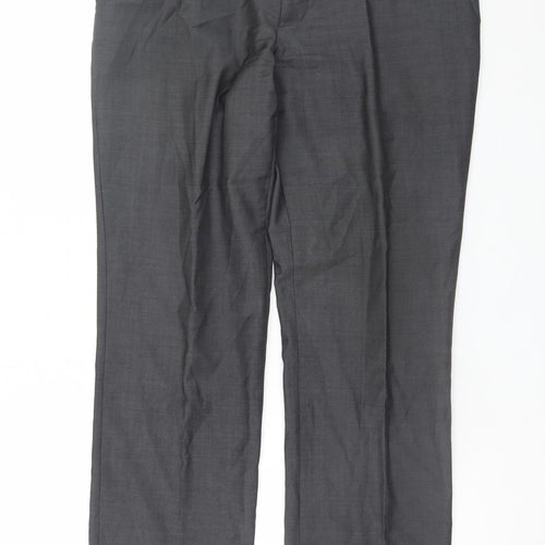 Next Men's Grey Wool Dress Pants Trousers 34W 31L Classic Fit