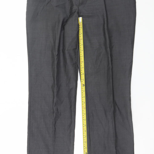 Next Men's Grey Wool Dress Pants Trousers 34W 31L Classic Fit