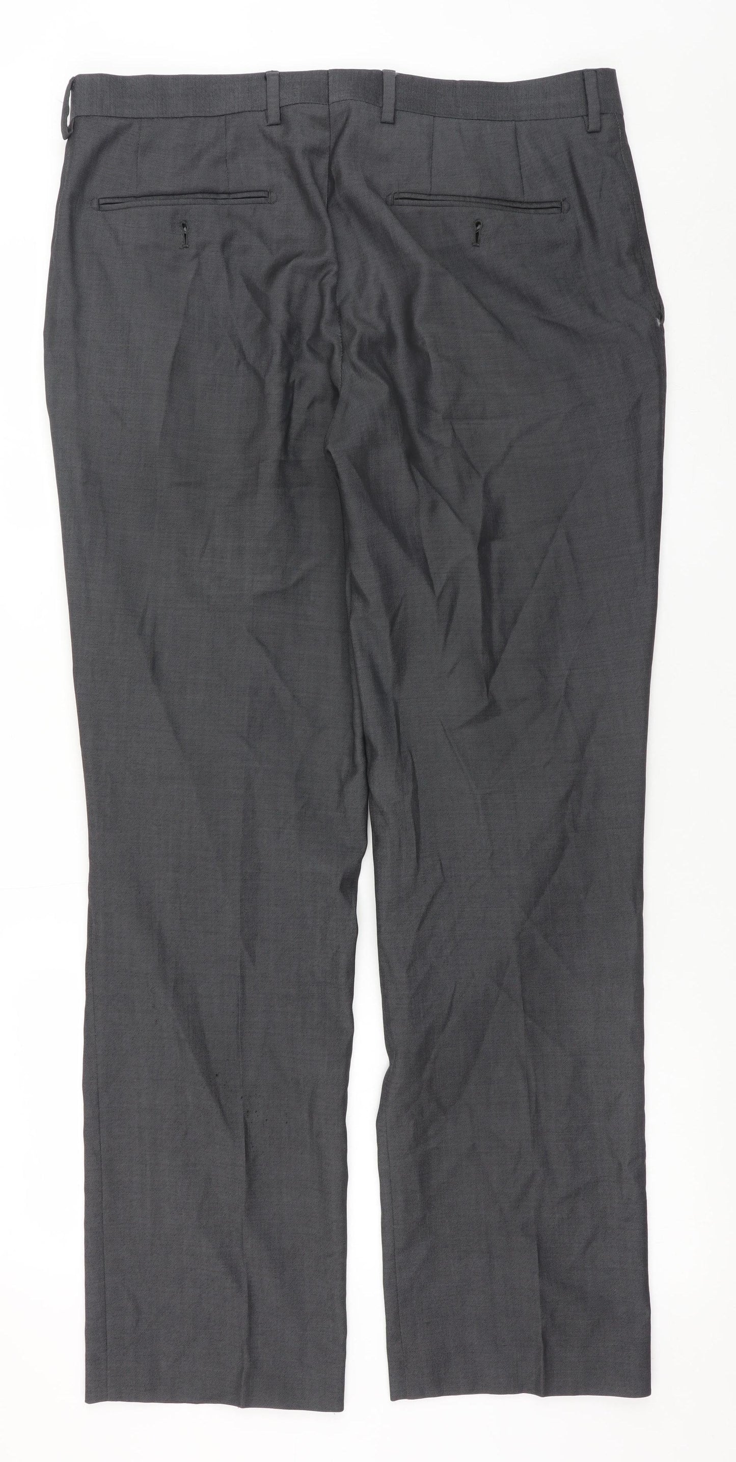Next Men's Grey Wool Dress Pants Trousers 34W 31L Classic Fit