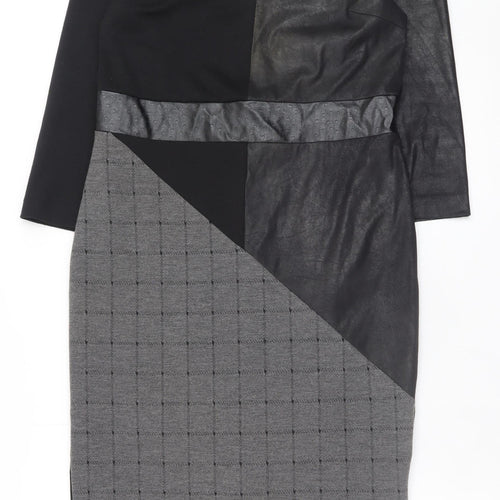 James Lakeland Women’s Black Sheath Dress Size 12 V-Neck Stretch