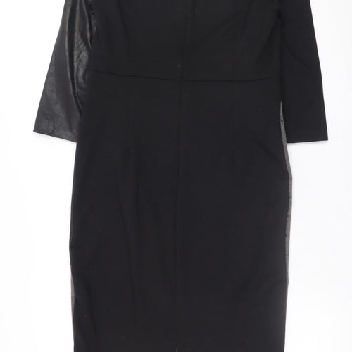 James Lakeland Women’s Black Sheath Dress Size 12 V-Neck Stretch