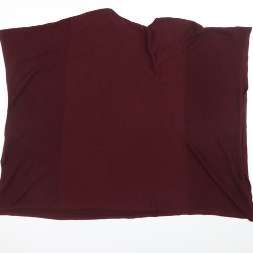 Esprit Women Red Knit Cape Jumper M Sleeveless Tasselled Relaxed Fit