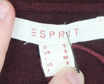Esprit Women Red Knit Cape Jumper M Sleeveless Tasselled Relaxed Fit