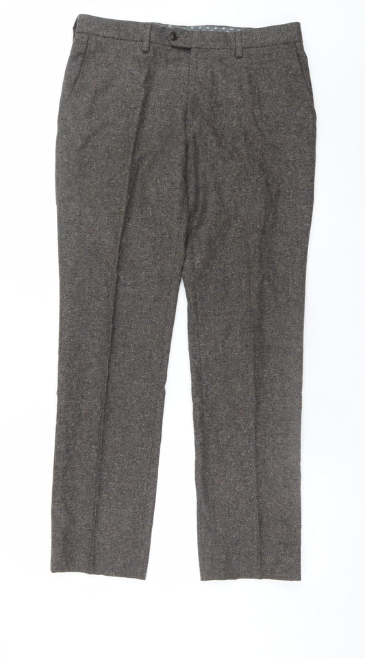 Next Women Grey Wool Blend Dress Trousers Size 32R