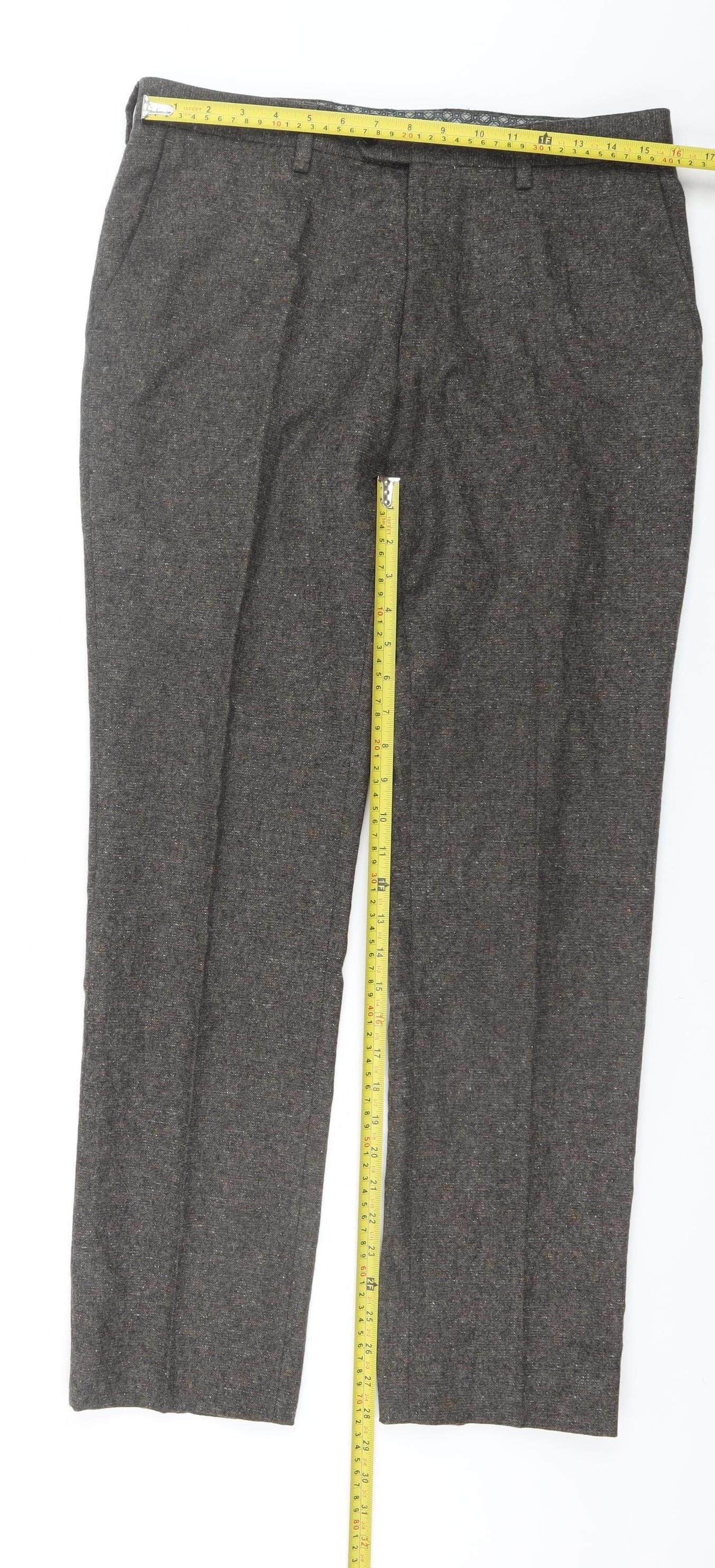 Next Women Grey Wool Blend Dress Trousers Size 32R