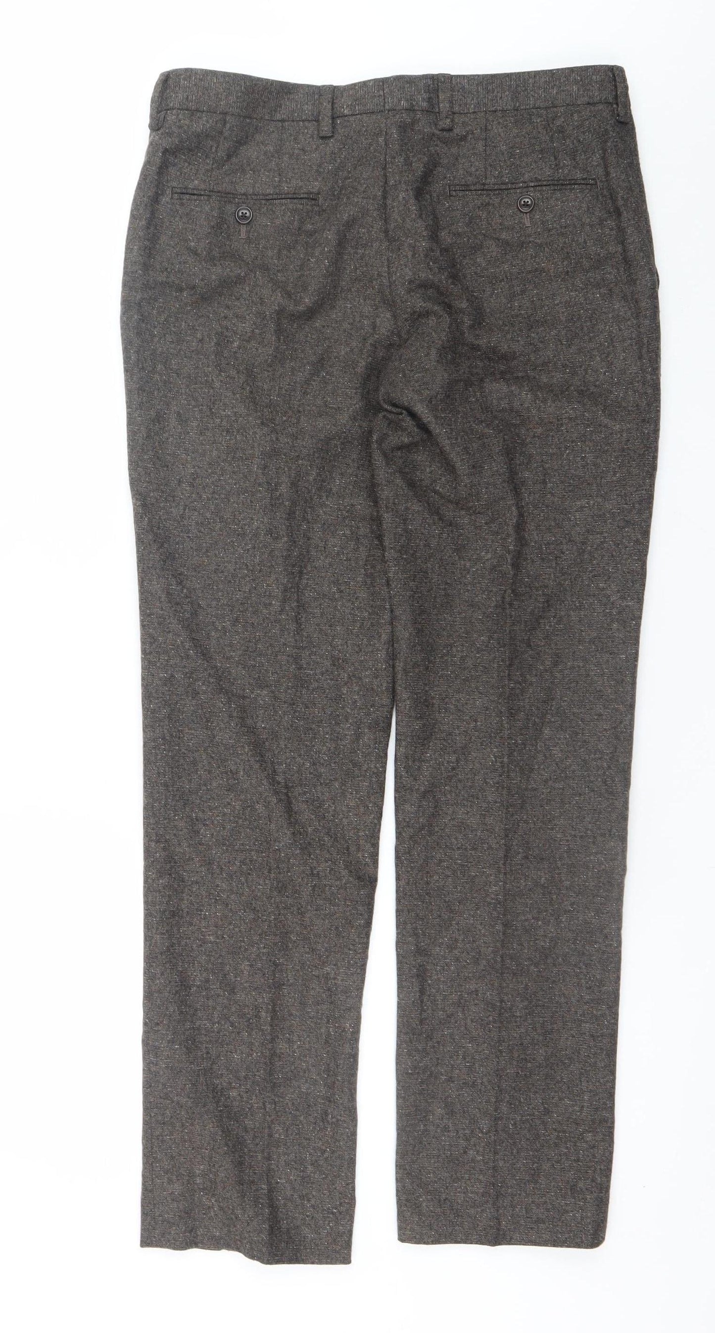 Next Women Grey Wool Blend Dress Trousers Size 32R
