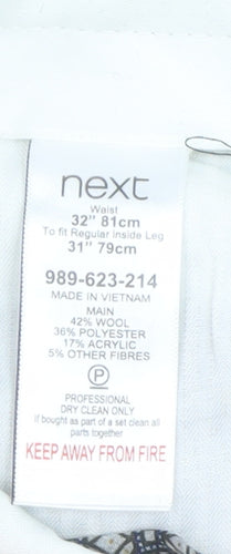 Next Women Grey Wool Blend Dress Trousers Size 32R