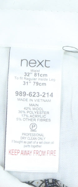 Next Women Grey Wool Blend Dress Trousers Size 32R