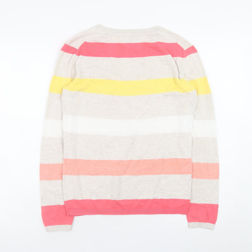 Tommy Hilfiger Women's Multicoloured Stripe Cotton V-Neck Jumper Size S