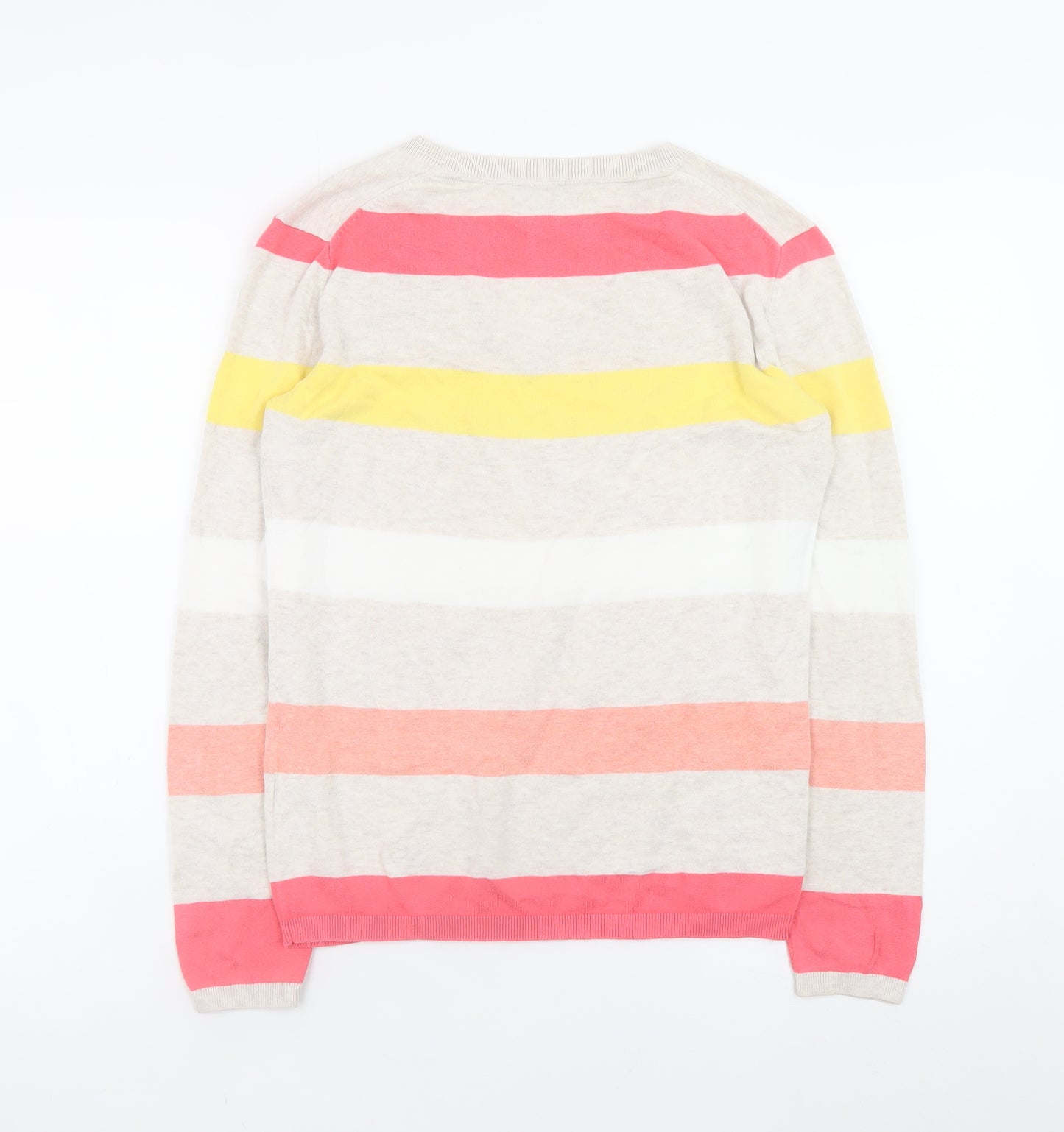 Tommy Hilfiger Women's Multicoloured Stripe Cotton V-Neck Jumper Size S