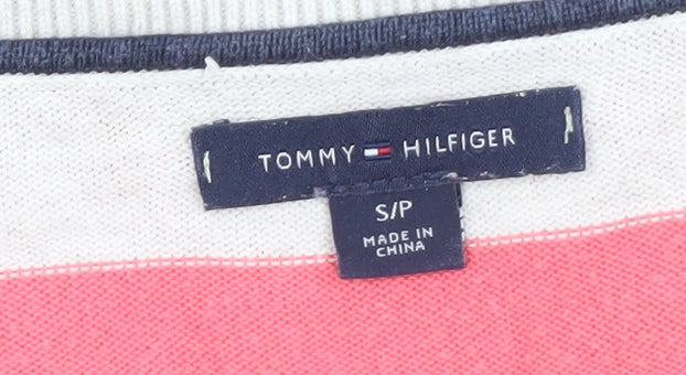 Tommy Hilfiger Women's Multicoloured Stripe Cotton V-Neck Jumper Size S