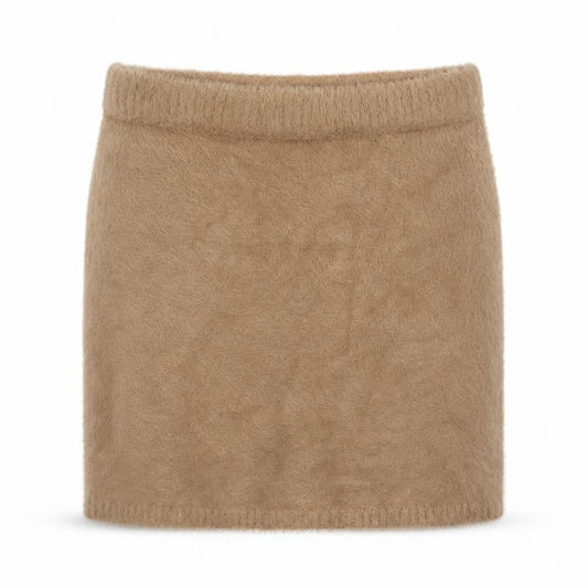 Front view of Hollister Women's Beige Ultra High-Rise Mini Skirt, size M