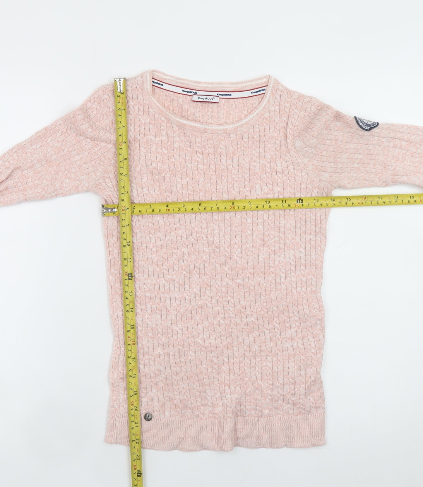 KangaROOS Women’s Pink Cable-Knit Cotton Blend Jumper Size 6