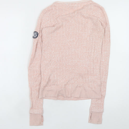 KangaROOS Women’s Pink Cable-Knit Cotton Blend Jumper Size 6