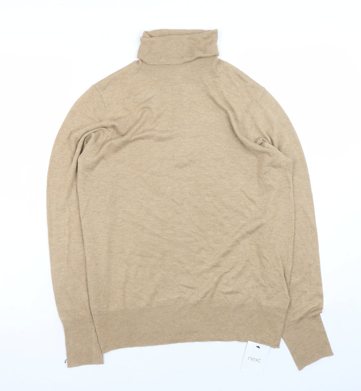 Next Women Beige Roll Neck Long Sleeve Pullover Jumper Size 12
