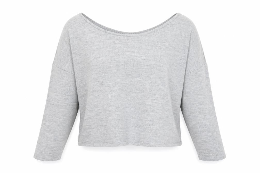 Front view of Marks & Spencer Women’s Grey V-Neck Long Sleeve jumper, size UK 24