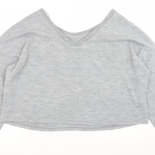 Marks and Spencer Women’s Grey V-Neck Long Sleeve Pullover Jumper Size 24