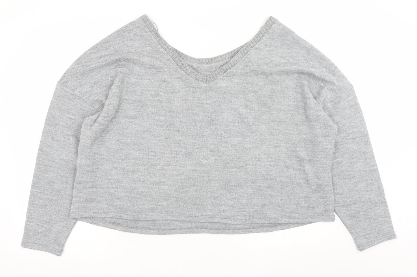 Marks and Spencer Women’s Grey V-Neck Long Sleeve Pullover Jumper Size 24