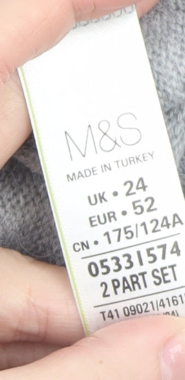 Marks and Spencer Women’s Grey V-Neck Long Sleeve Pullover Jumper Size 24