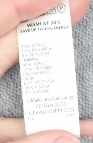 Marks and Spencer Women’s Grey V-Neck Long Sleeve Pullover Jumper Size 24