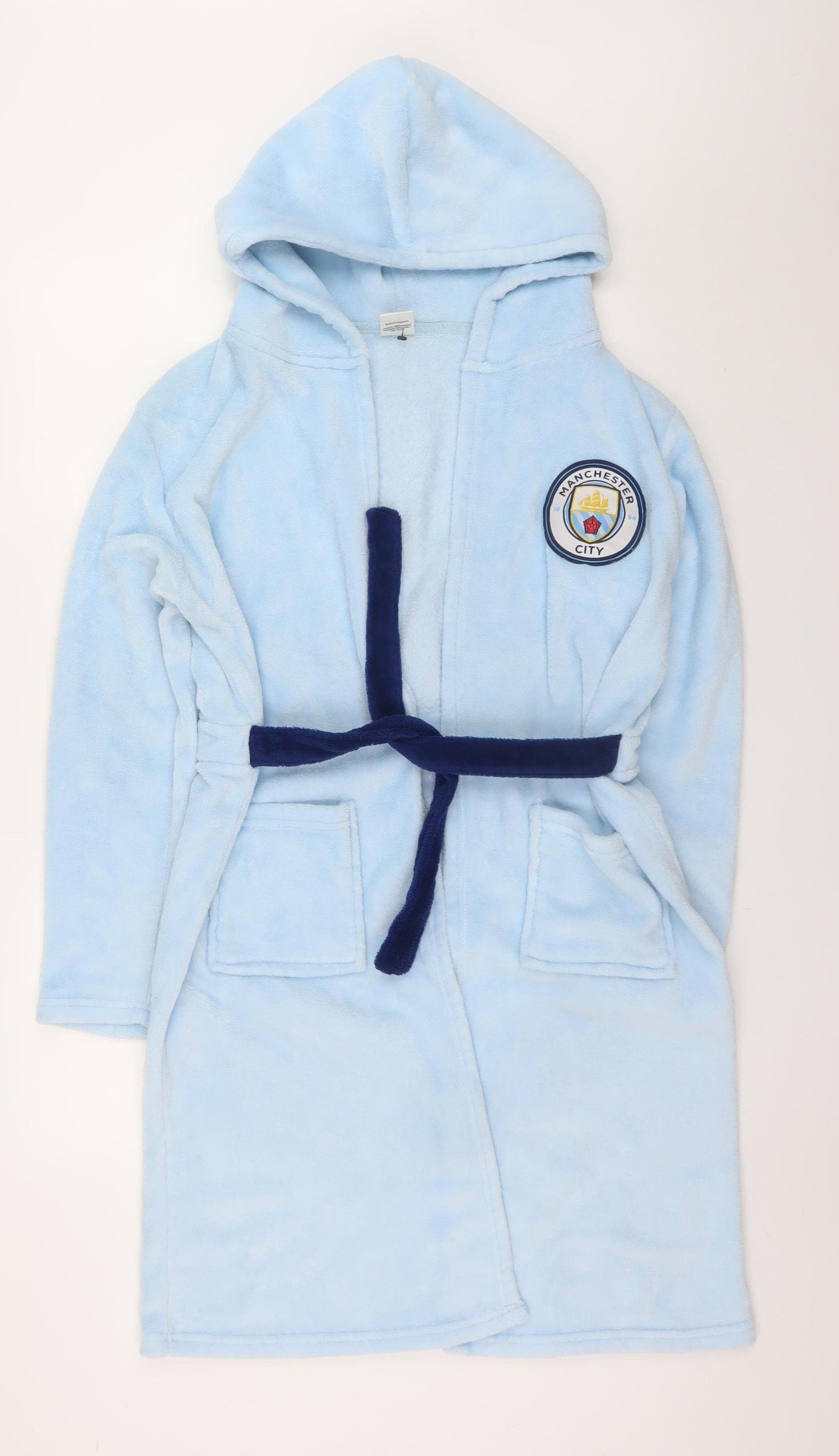 Manchester City Boys Blue Fleece Hooded Robe 13-14 Years
