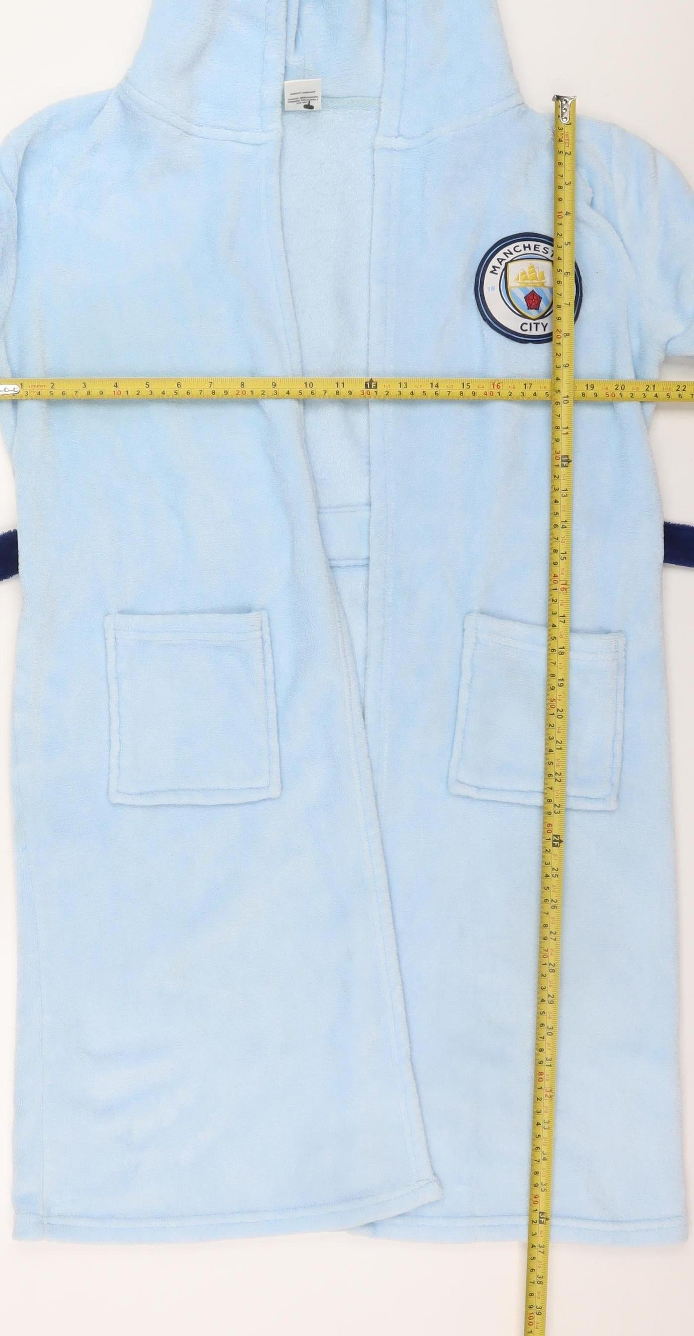 Manchester City Boys Blue Fleece Hooded Robe 13-14 Years