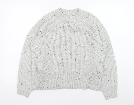 Marks and Spencer Mens Grey Ribbed Knit Pullover Jumper Medium