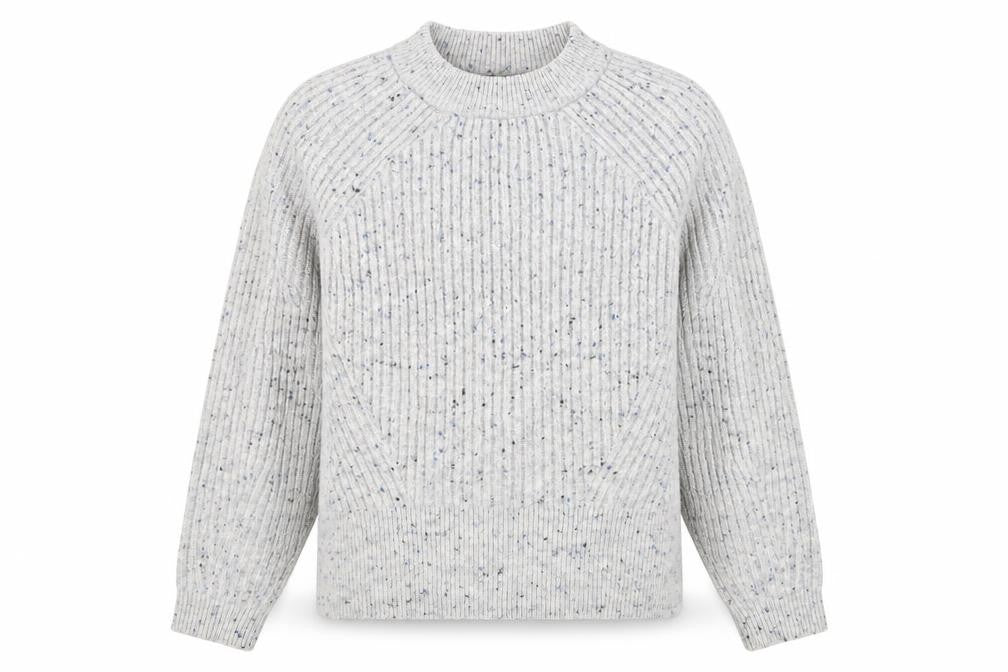 Front view of Marks & Spencer men’s grey ribbed knit jumper medium