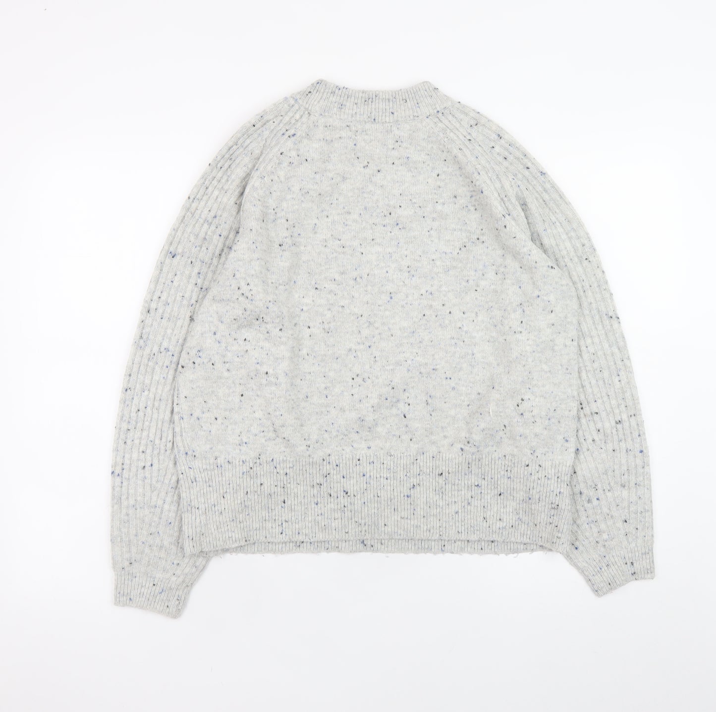 Marks and Spencer Mens Grey Ribbed Knit Pullover Jumper Medium