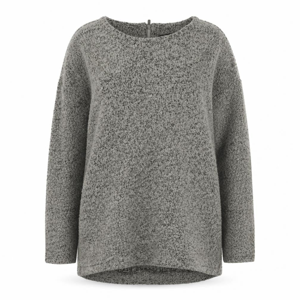 Front view of Next Women Grey Long Sleeve Textured Jumper UK 16 Wool Blend