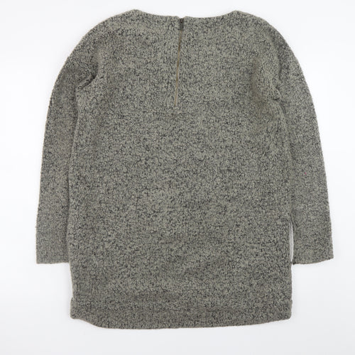 Next Women Grey Long Sleeve Textured Jumper UK 16 Wool Blend