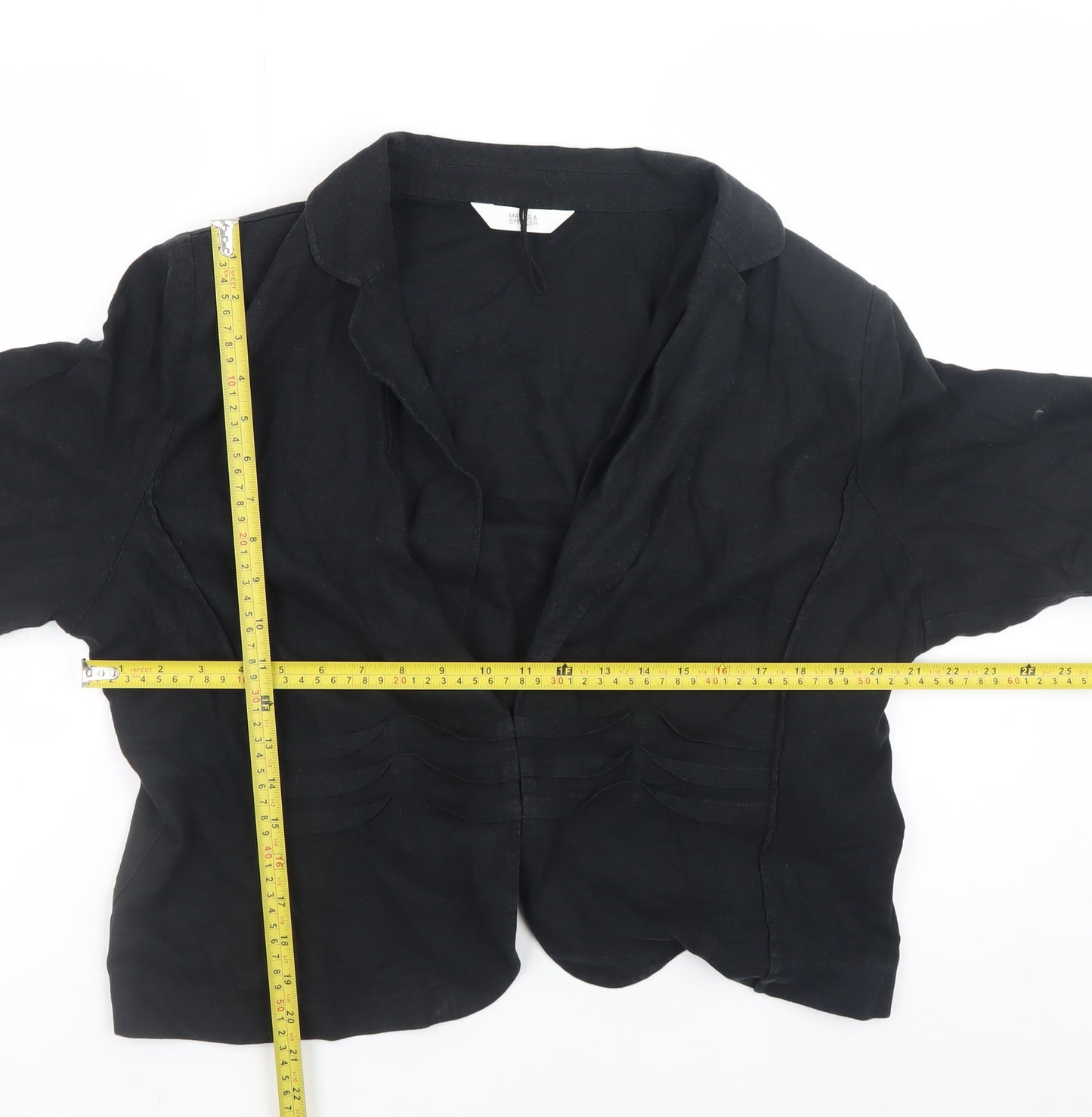 Marks and Spencer Women's Black Linen Blend Blazer UK 20