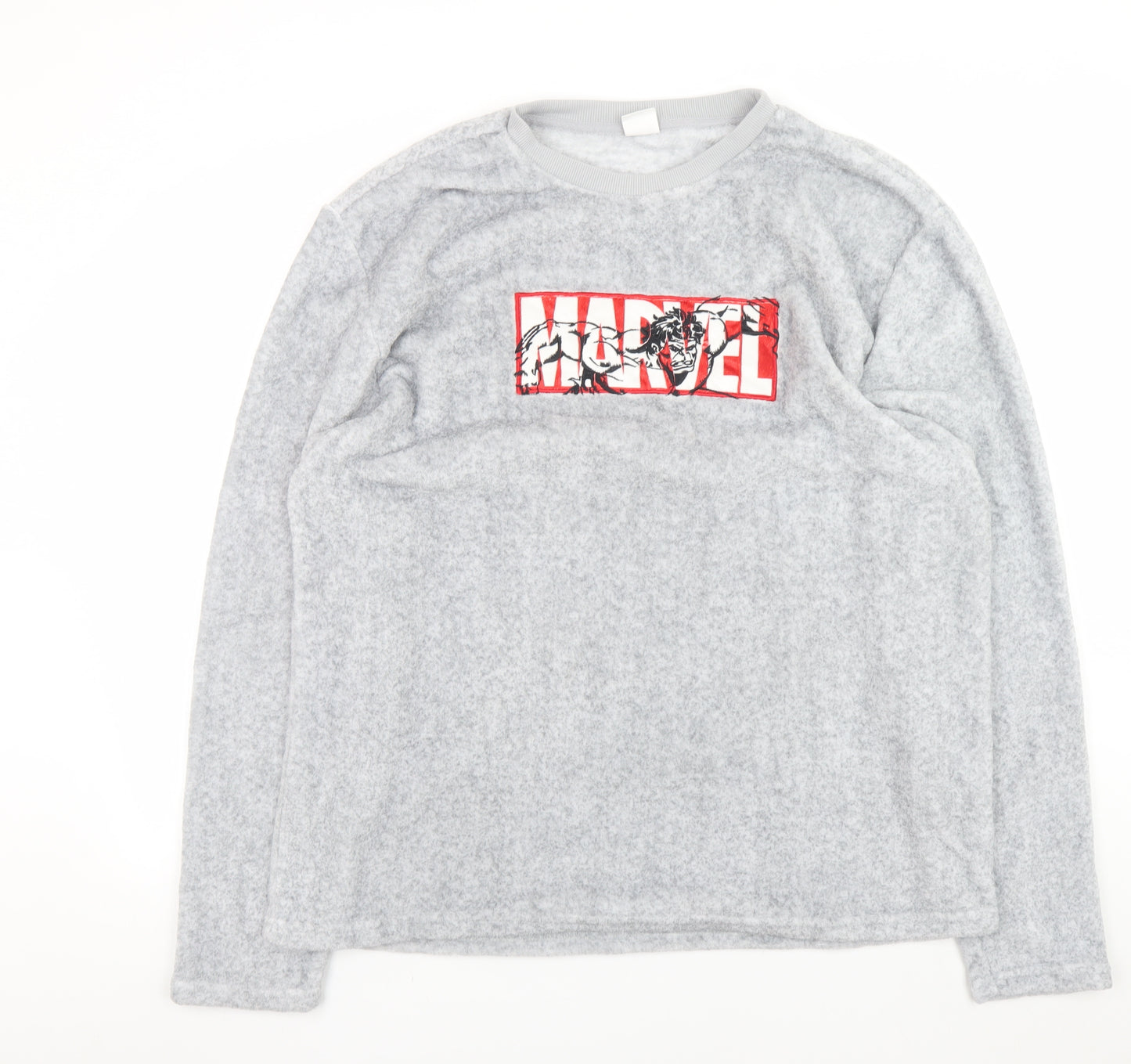 Primark Men’s Grey Marvel Fleece Pyjama Top 2XL Long Sleeve