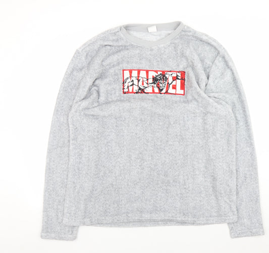 Primark Men’s Grey Marvel Fleece Pyjama Top 2XL Long Sleeve