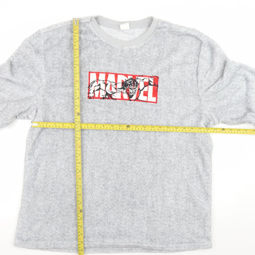 Primark Men’s Grey Marvel Fleece Pyjama Top 2XL Long Sleeve