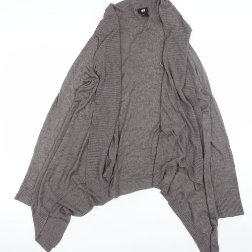 H&M Women Brown Viscose Knit Long Sleeve Open Cardigan Size 12