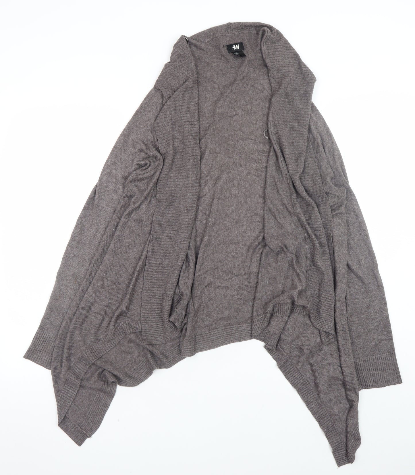 H&M Women Brown Viscose Knit Long Sleeve Open Cardigan Size 12