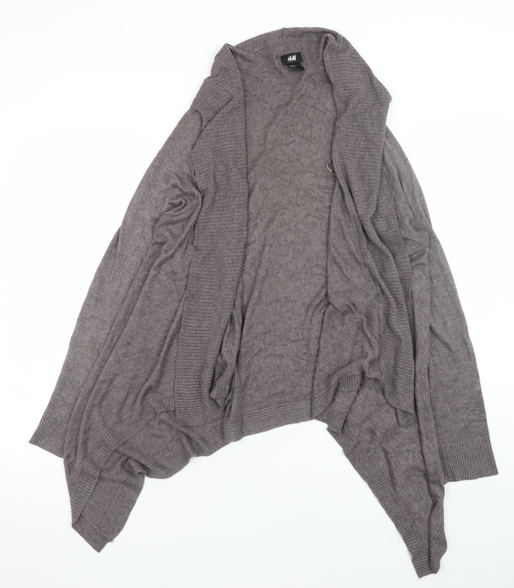 H&M Women Brown Viscose Knit Long Sleeve Open Cardigan Size 12