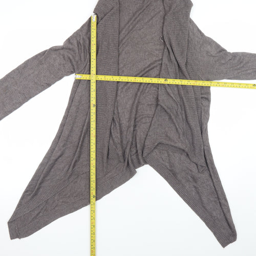 H&M Women Brown Viscose Knit Long Sleeve Open Cardigan Size 12