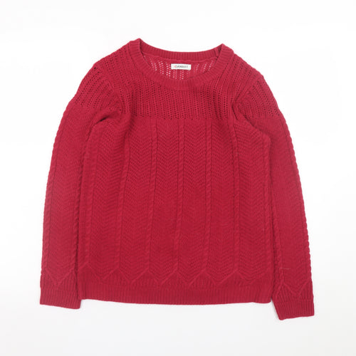 Damart Women's Red Cable-Knit Pullover Jumper Size L Classic Fit
