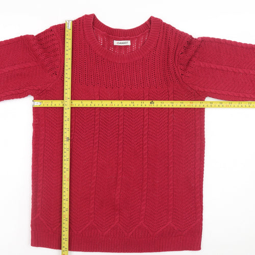 Damart Women's Red Cable-Knit Pullover Jumper Size L Classic Fit