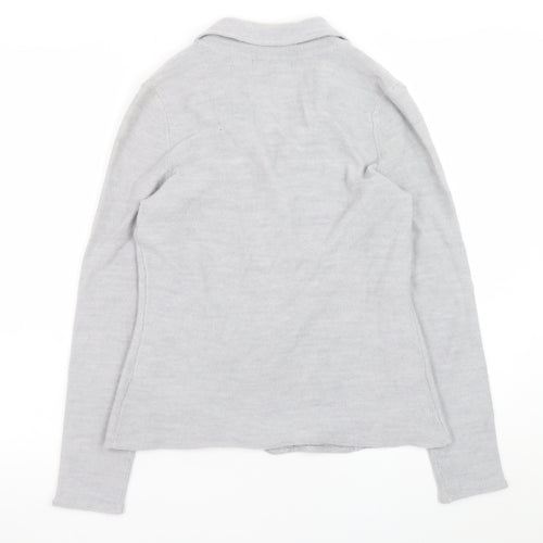 Tahari Women's Grey Medium Cardigan Jacket Merino Wool Blend Knit