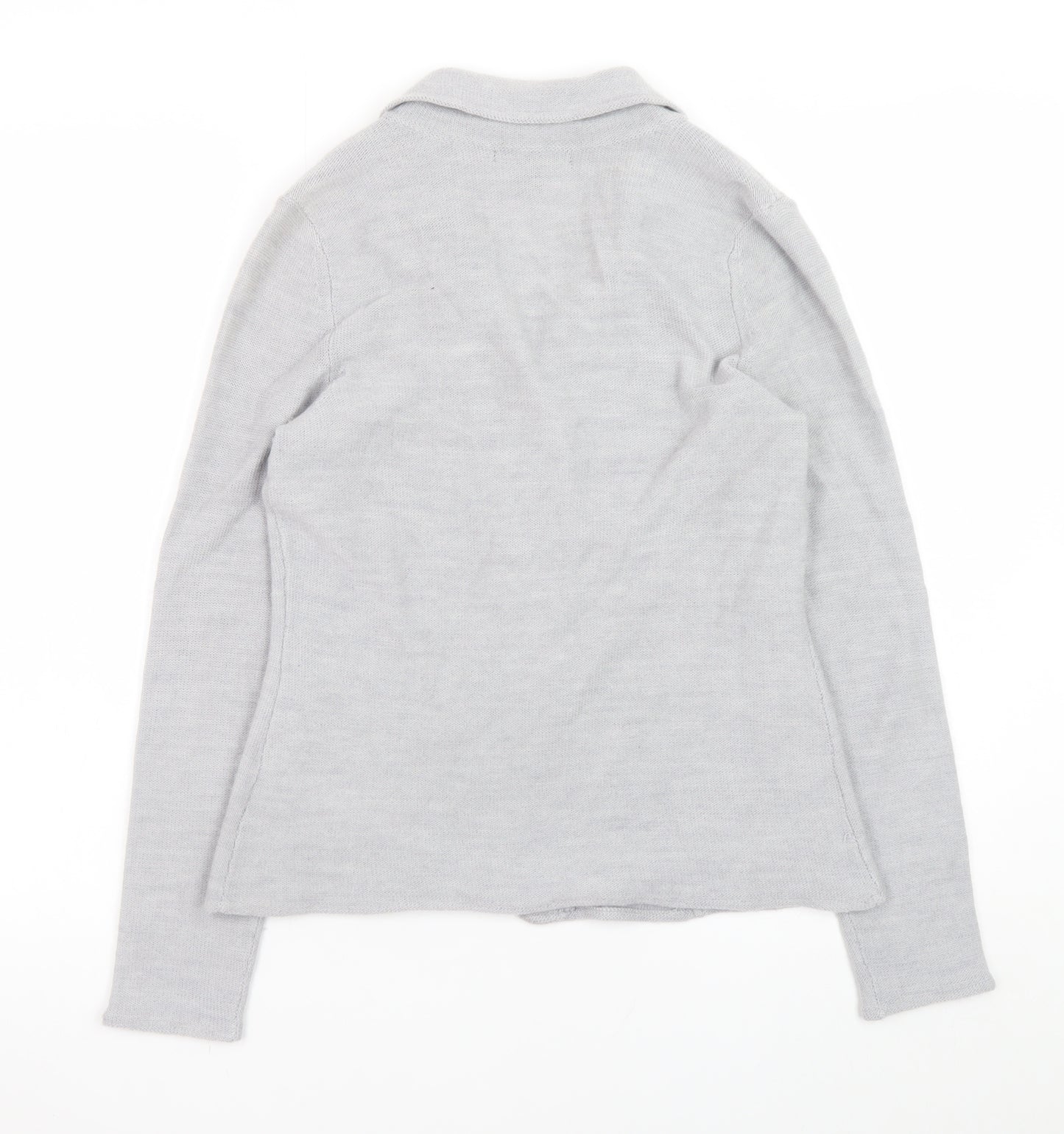 Tahari Women's Grey Medium Cardigan Jacket Merino Wool Blend Knit