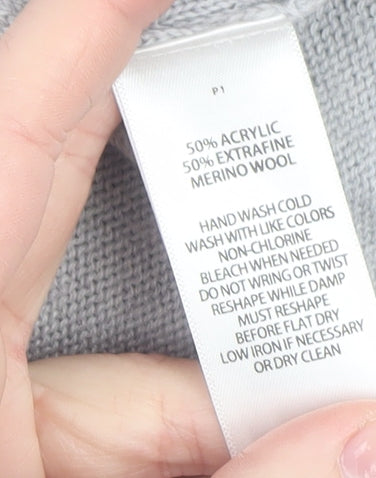 Tahari Women's Grey Medium Cardigan Jacket Merino Wool Blend Knit