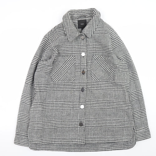 Next Womens Grey Check Button Up Shacket Size 16