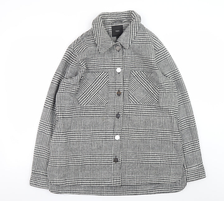 Next Womens Grey Check Button Up Shacket Size 16